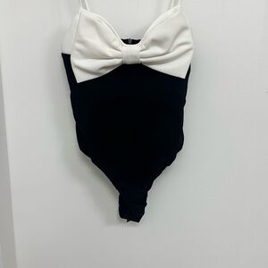 Zara Black and White Bow Bodysuit